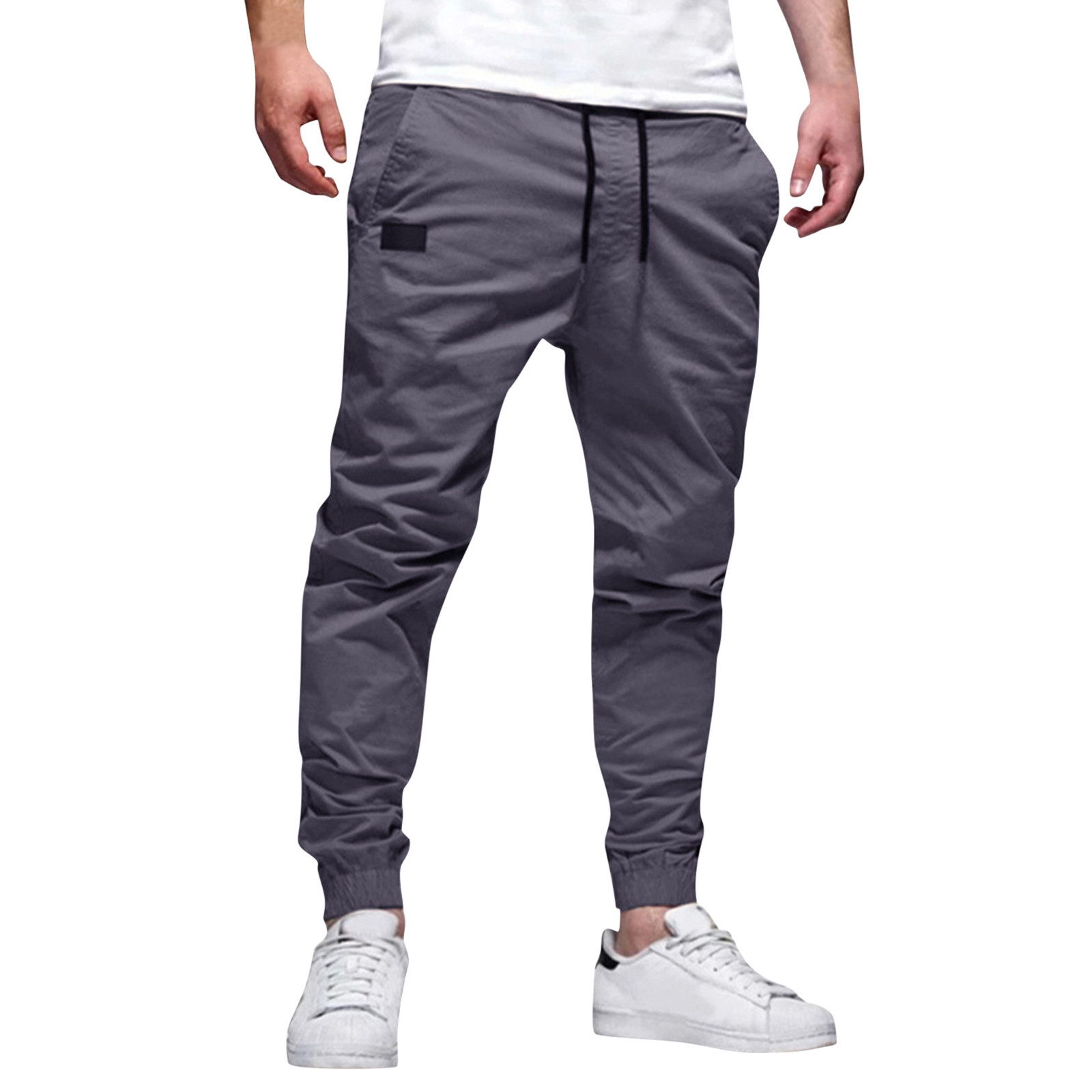thumbnail image 4 of Pantalones informales de corte recto y cintura media para hombre - Largo completo, botones/bolsillos decorativos - Algodón - Tallas M-XXXL, 4 of 8